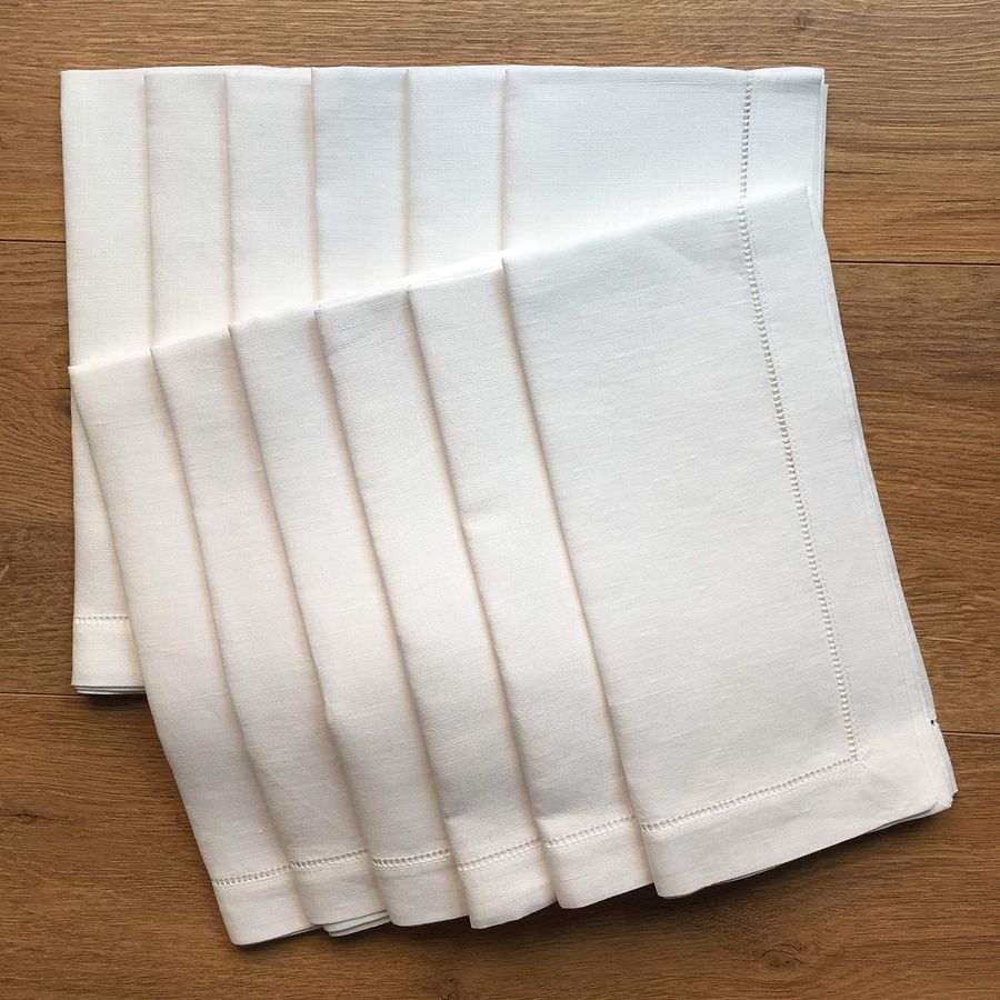Linen Napkin Set - Linen Hem Stitch Dinner Napkins Set