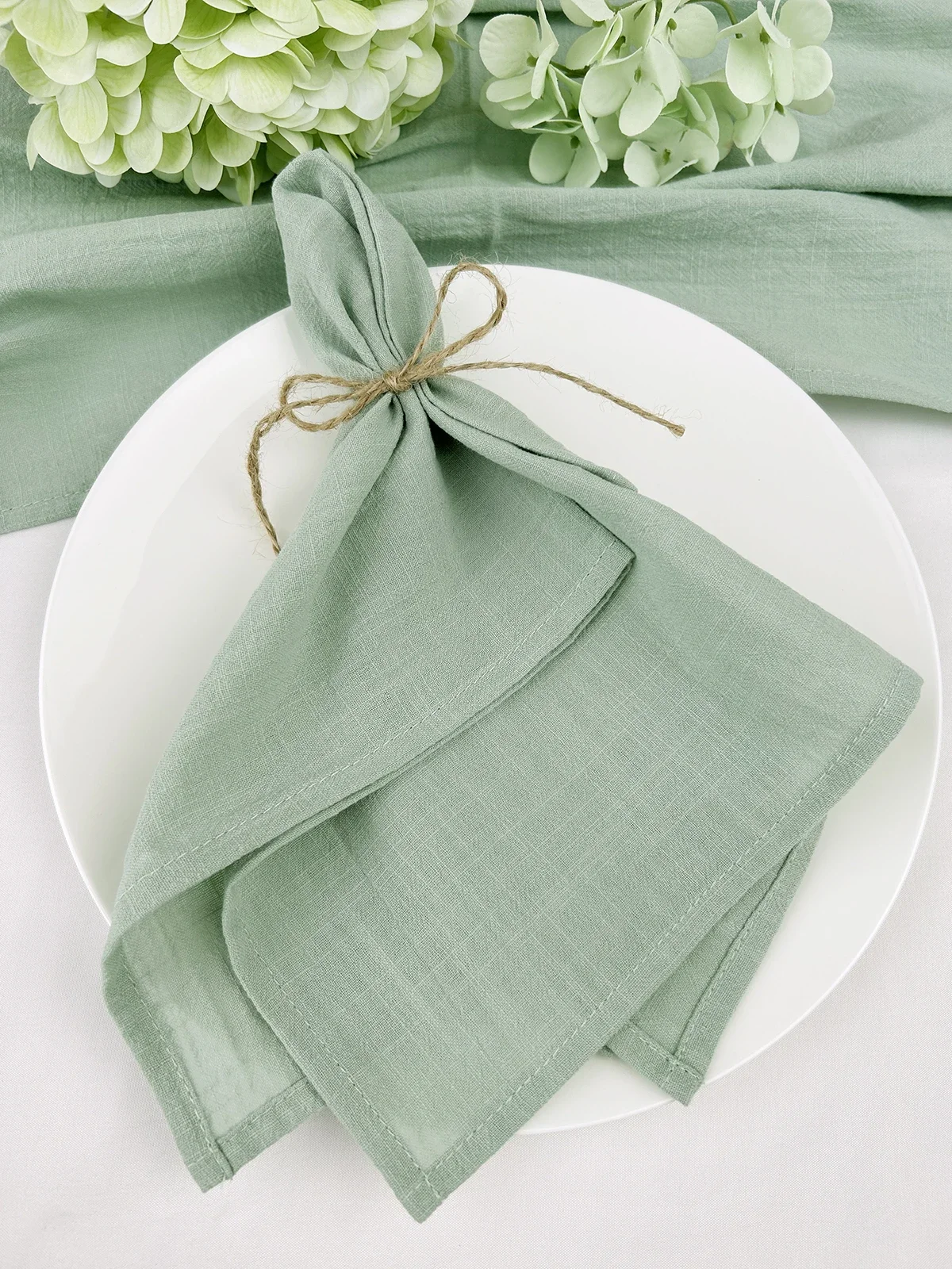 50pcs 30x45cm 100% Cotton Sage - Linen Napkin Set incelemesi ve fiyatı