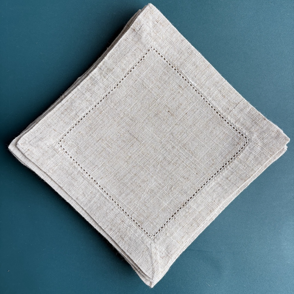 6 Pieces Hemstitch Cocktail Na - Linen Napkin Set incelemesi ve fiyatı