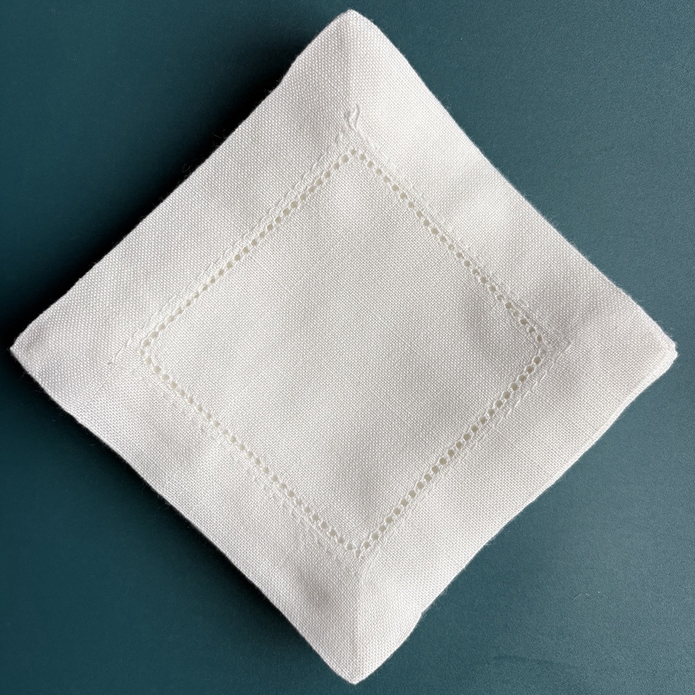 6 Pieces Hemstitch Cocktail Na - Linen Napkin Set incelemesi ve fiyatı