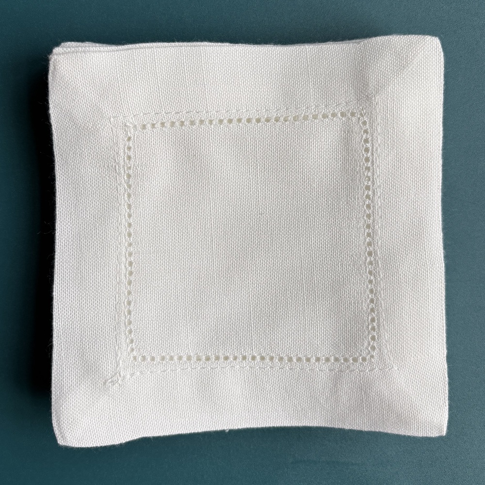 6 Pieces Hemstitch Cocktail Na - Linen Napkin Set incelemesi ve fiyatı