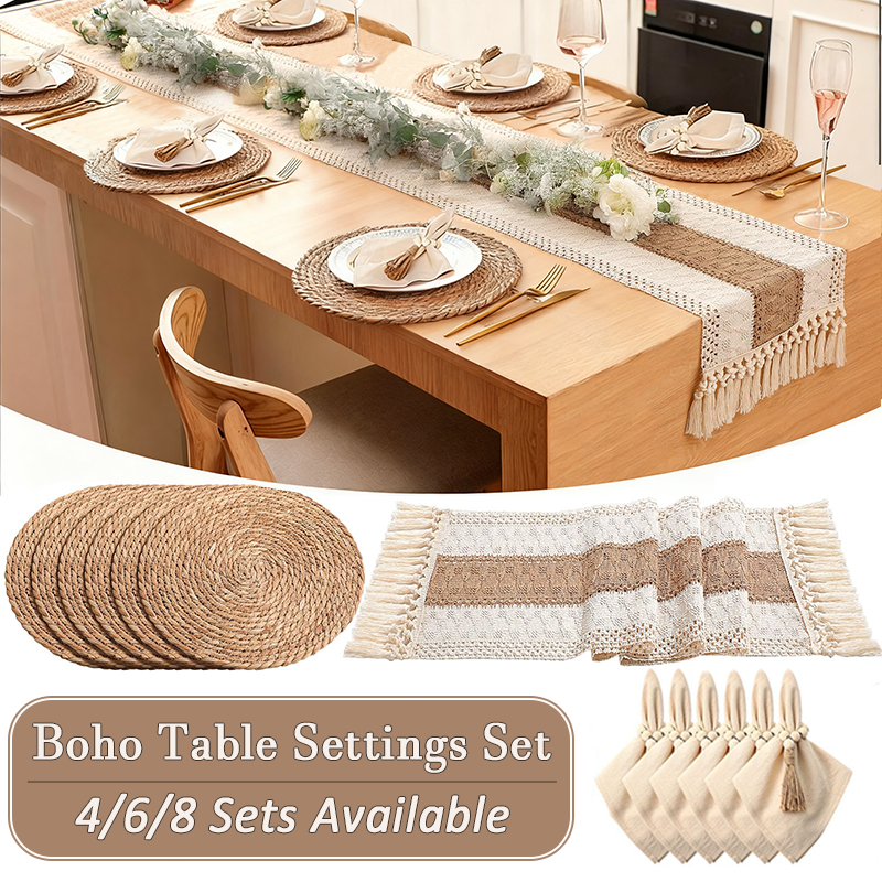 4/6/8 Sets Boho Dining Table D - Linen Napkin Set incelemesi ve fiyatı