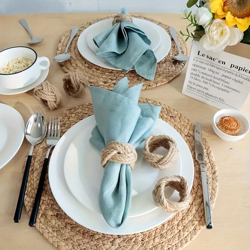 48Pcs Linen Braided Napkin Rin - Linen Napkin Set incelemesi ve fiyatı