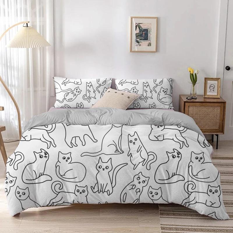 Cartoon Cat Duvet Cover Set Ca - Linen Duvet Cover incelemesi ve fiyatı