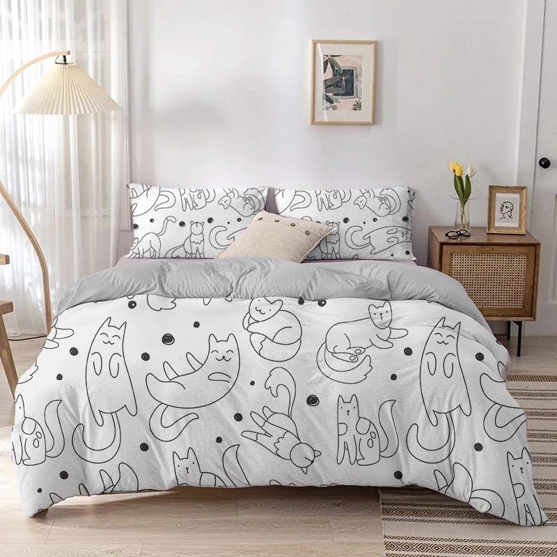 Cartoon Cat Duvet Cover Set Ca - Linen Duvet Cover incelemesi ve fiyatı