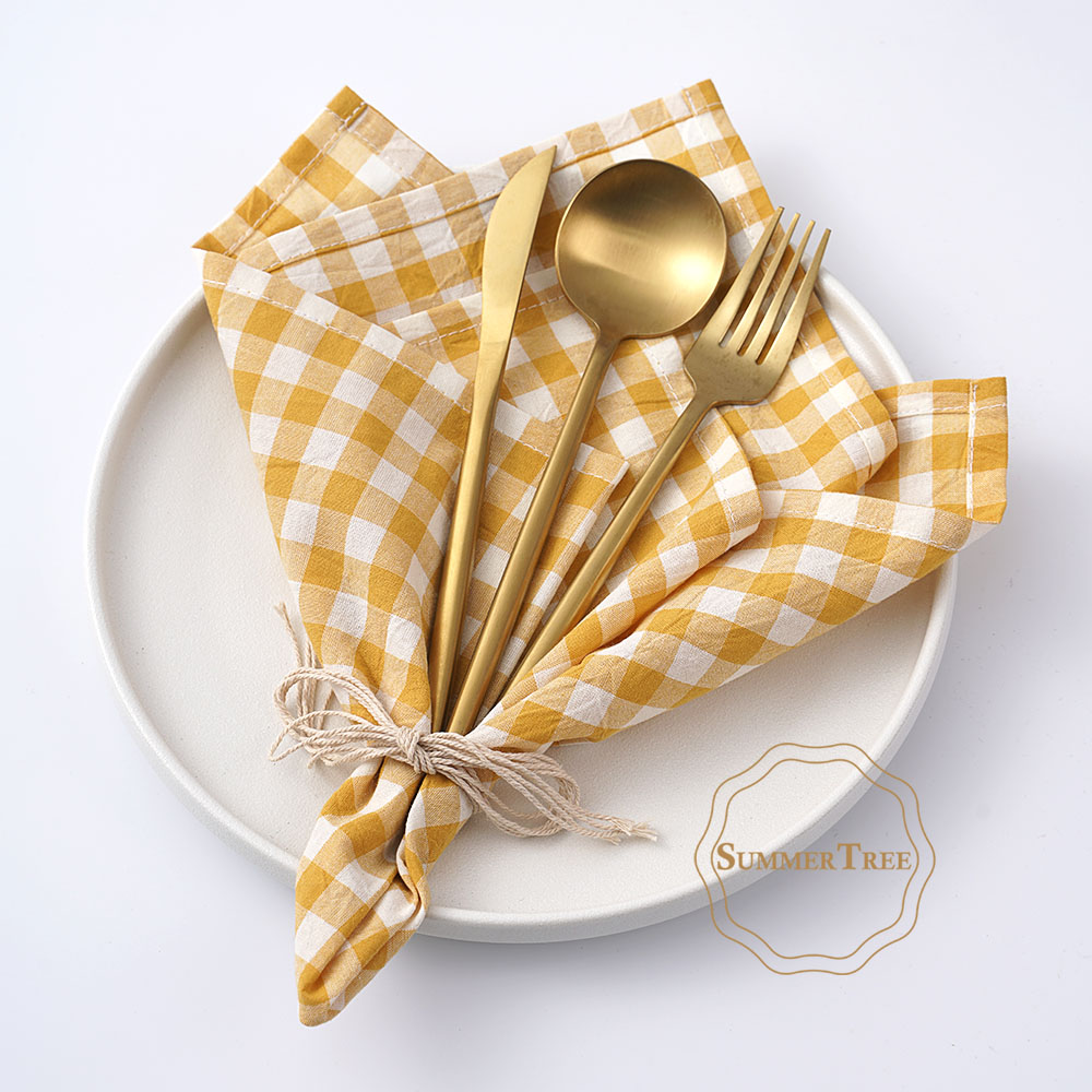 Gingham Cotton Napkin 42x42cm  - Linen Napkin Set incelemesi ve fiyatı