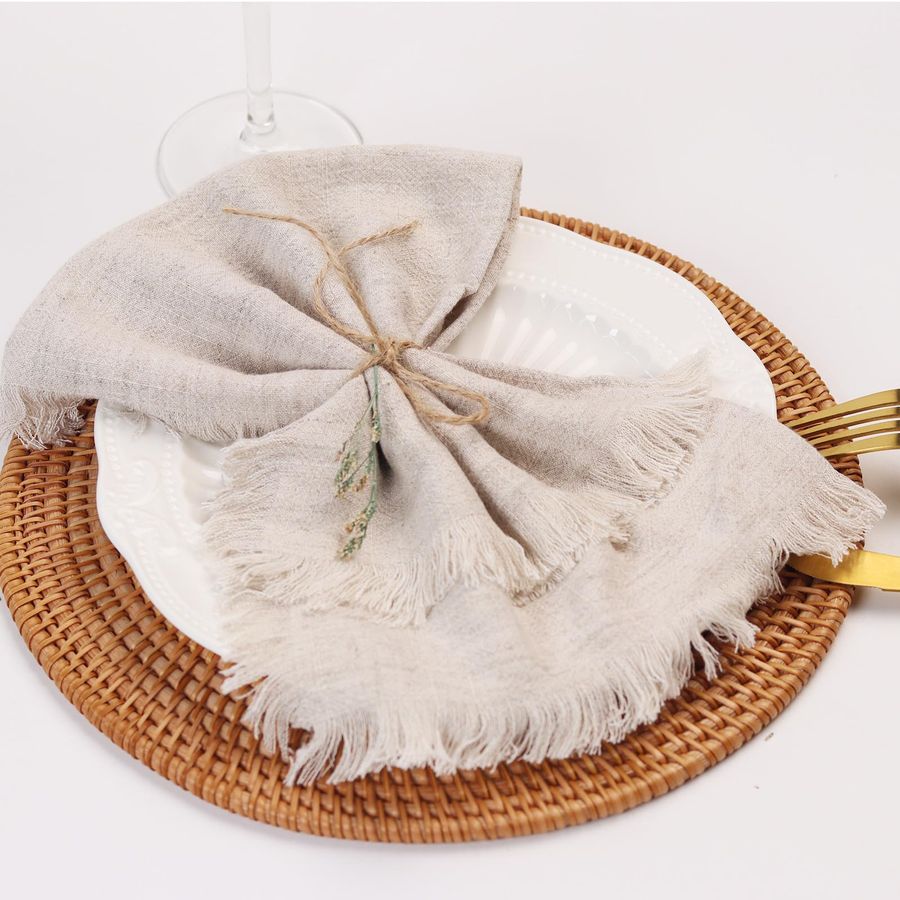 Cloth Napkins with Fringe,18 x - Linen Napkin Set incelemesi ve fiyatı