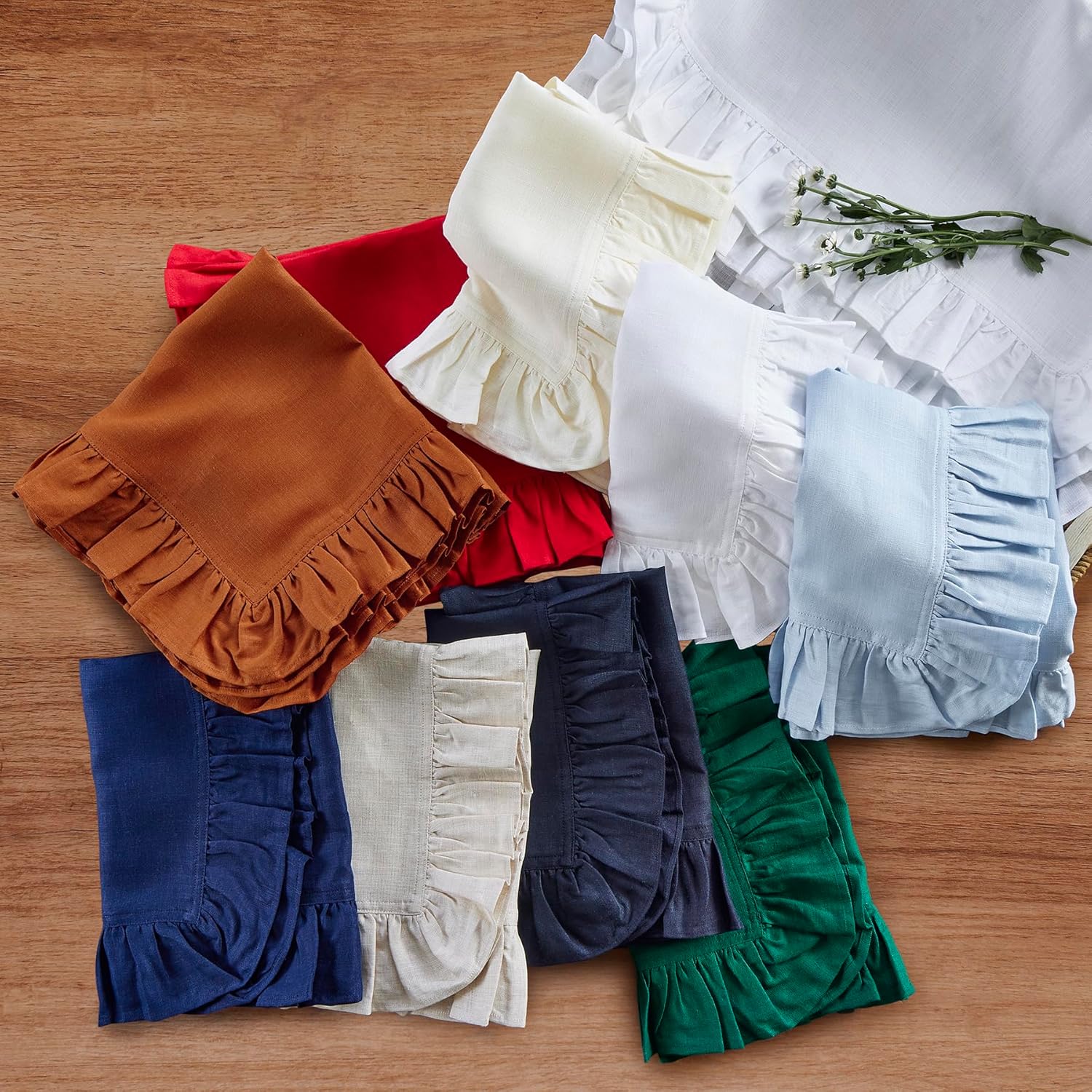 Set of 4 Linen Ruffle Dinner N - Linen Napkin Set incelemesi ve fiyatı