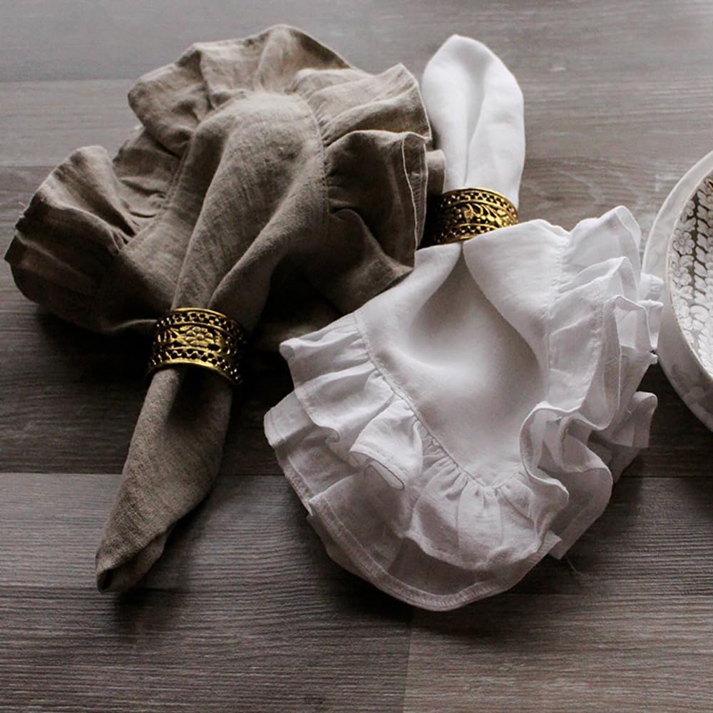 Set of 4 Linen Ruffle Dinner N - Linen Napkin Set incelemesi ve fiyatı