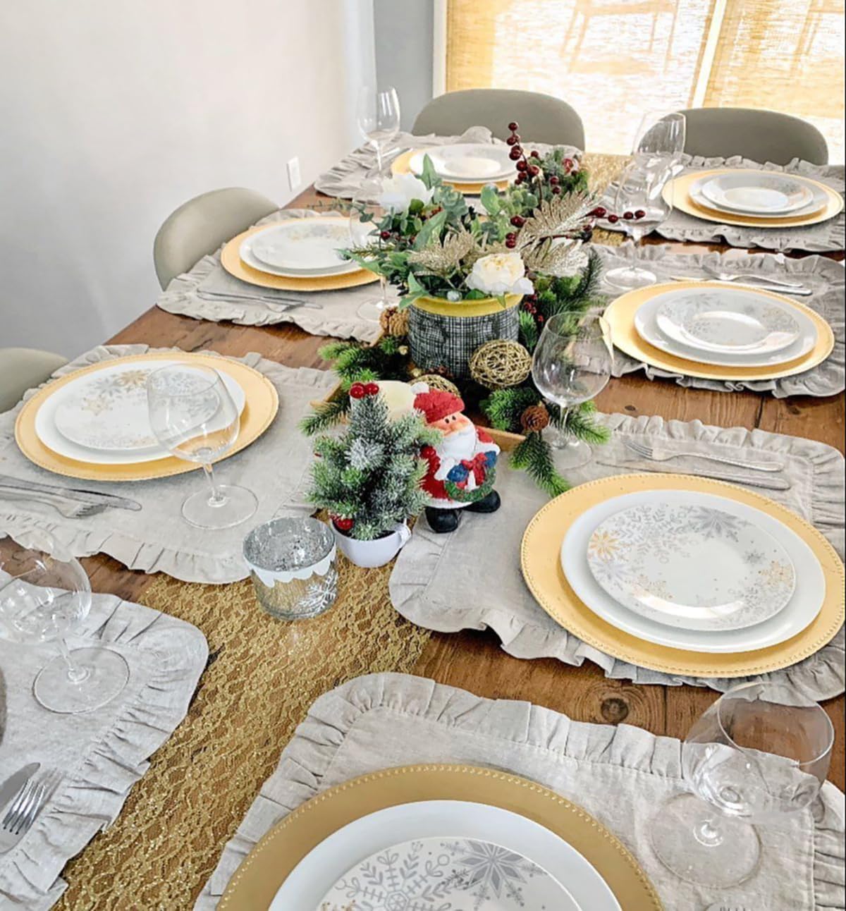 Set of 4 Linen Ruffle Dinner N - Linen Napkin Set incelemesi ve fiyatı