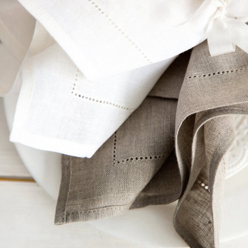 6 Pieces White Hemstitch Napki - Linen Napkin Set incelemesi ve fiyatı