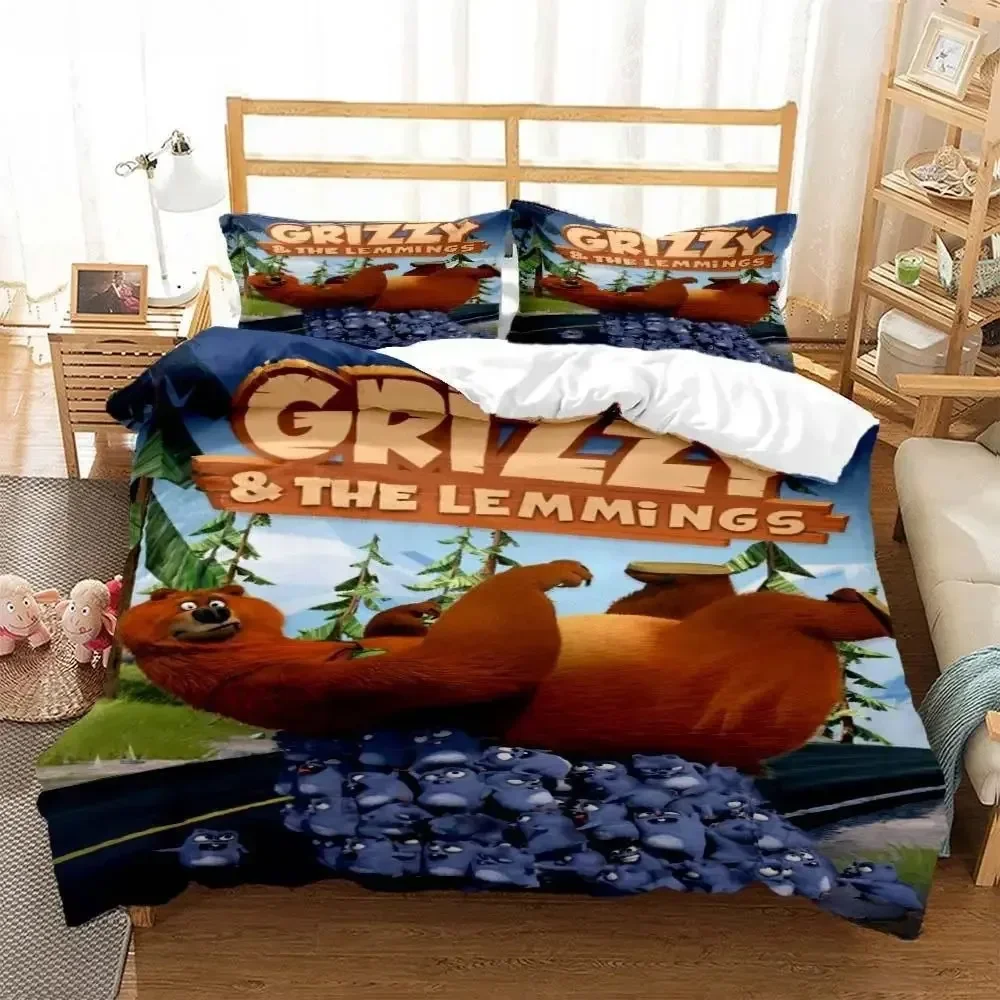 Grizzly & The Lemmings Cartoon - Linen Duvet Cover incelemesi ve fiyatı