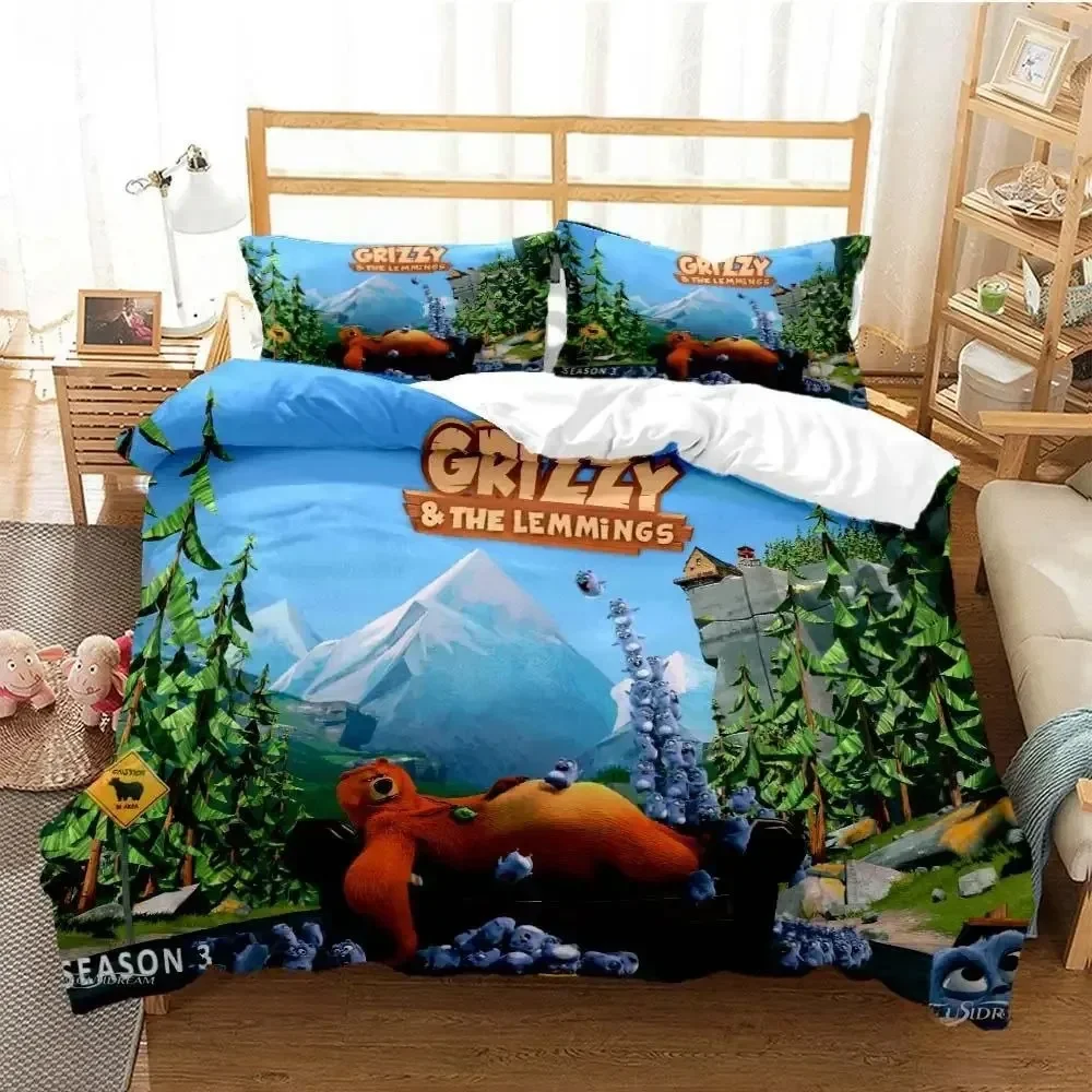 Grizzly & The Lemmings Cartoon - Linen Duvet Cover incelemesi ve fiyatı