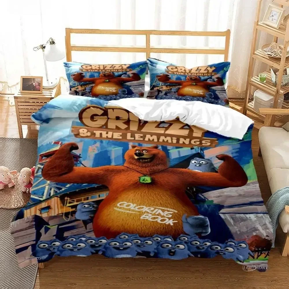 Grizzly & The Lemmings Cartoon - Linen Duvet Cover incelemesi ve fiyatı