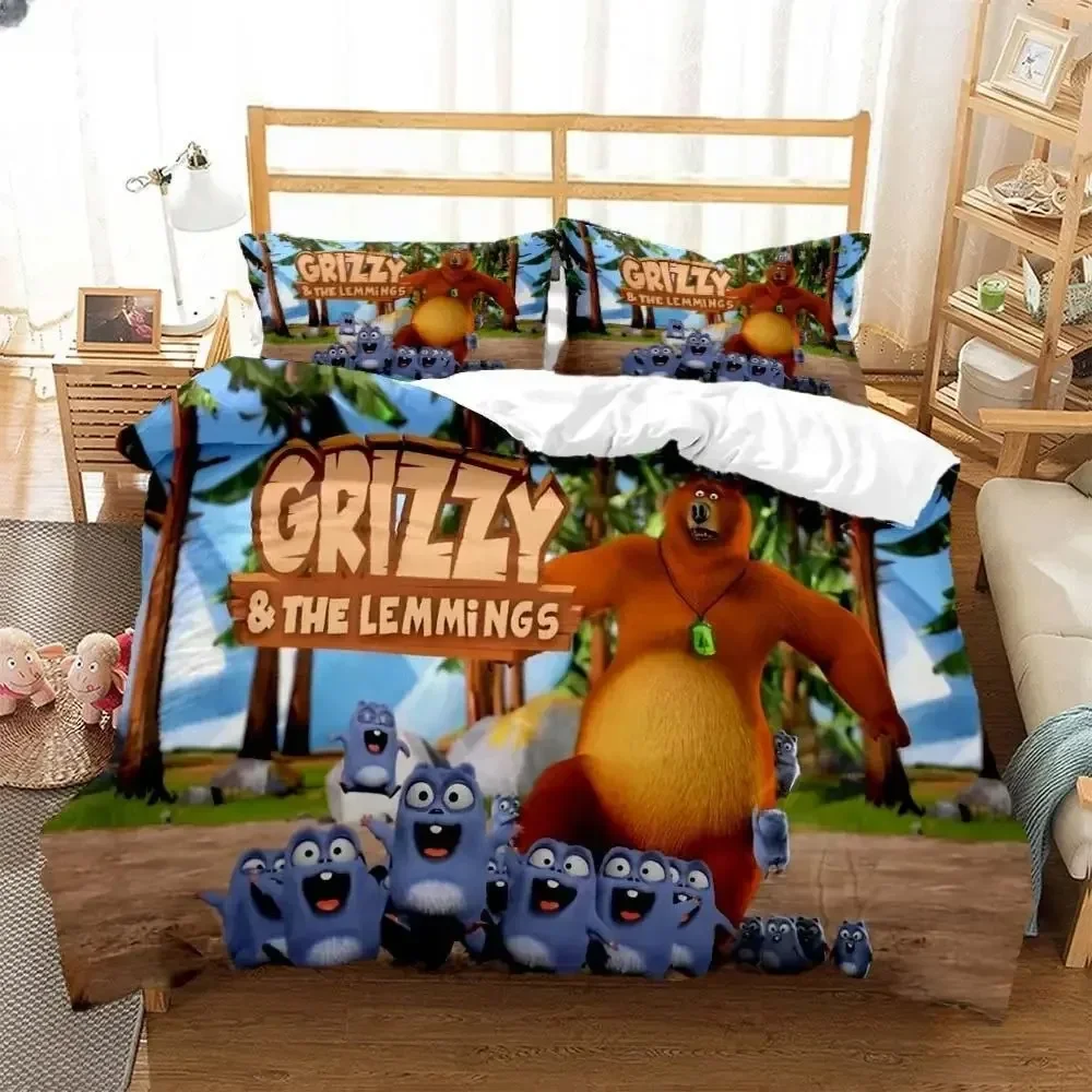 Grizzly & The Lemmings Cartoon - Linen Duvet Cover incelemesi ve fiyatı